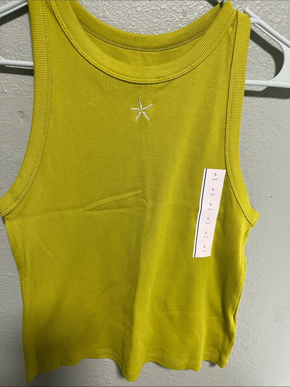 a new day Lime Green Ribbed Star-Embroidered Tank